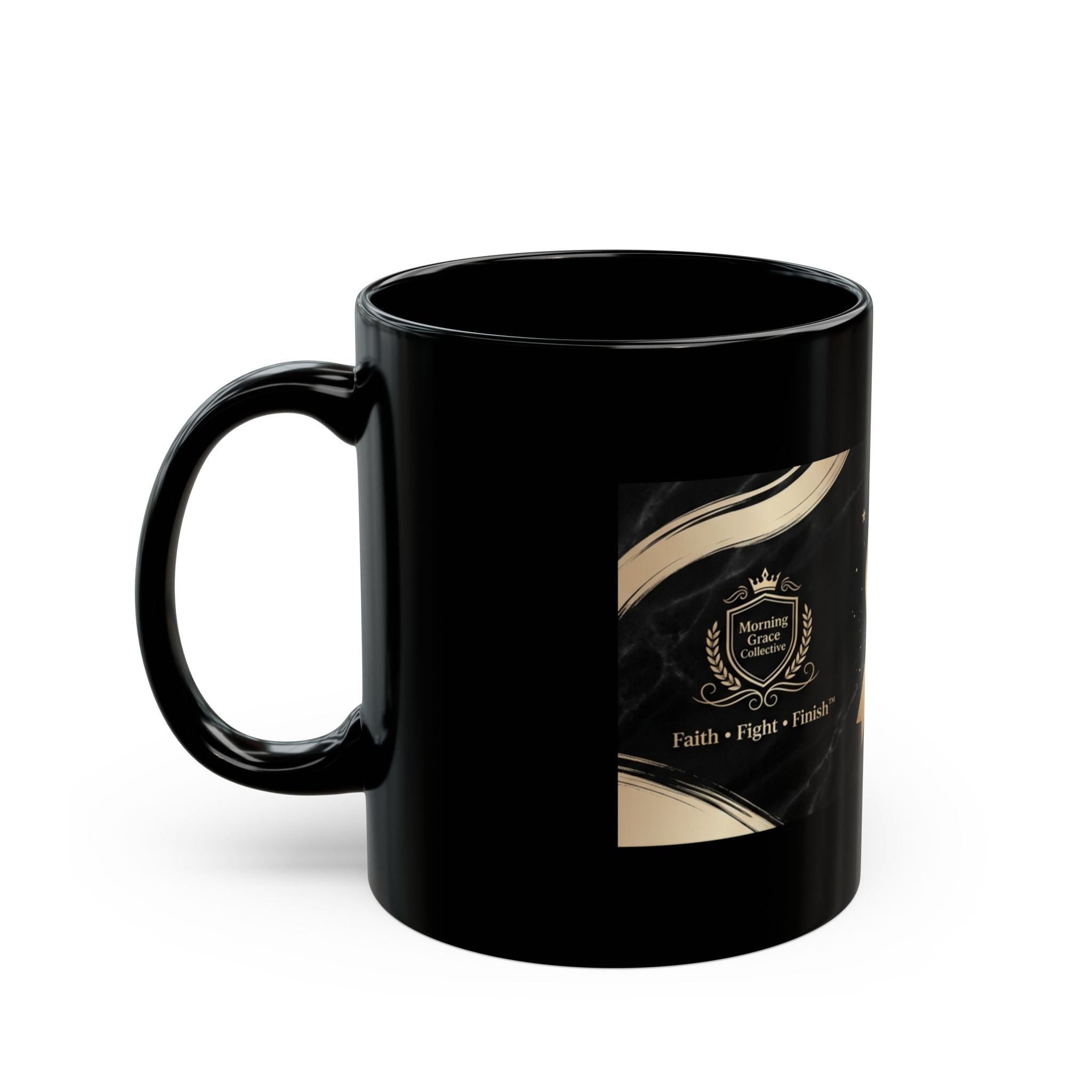 Awareness Ribbon Black Mug — "No Child Should Fight Alone" Support Awareness Coffee Cup